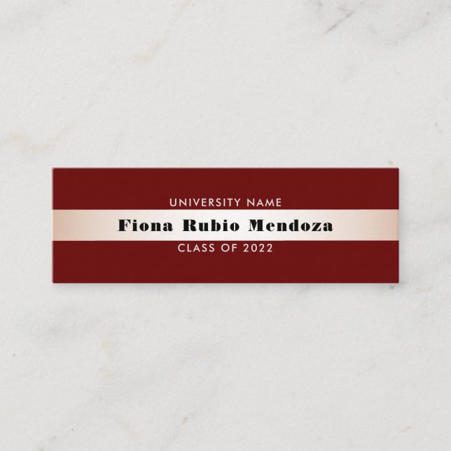 Cartão De Visita Mini Chic Burgundy Rosa Dourado Graduação Nome Inserir (Frente)