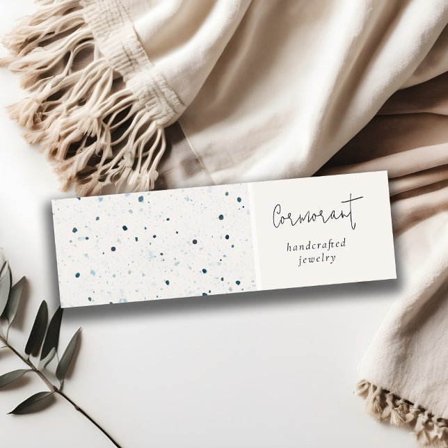 Cartão De Visita Mini Chic com manchas brancas de textura azul com manch (Criador carregado)