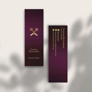 Cartão De Visita Mini Chic Dark Purple e Dourado Chave Notícia Luxúria