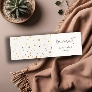 Cartão De Visita Mini Chic - Dourada Textura branca esboçada, Holhador d