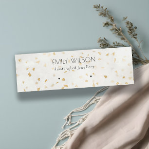 Cartão De Visita Mini Chic Ivory Dourado Terrazzo Marble Texture Earrand
