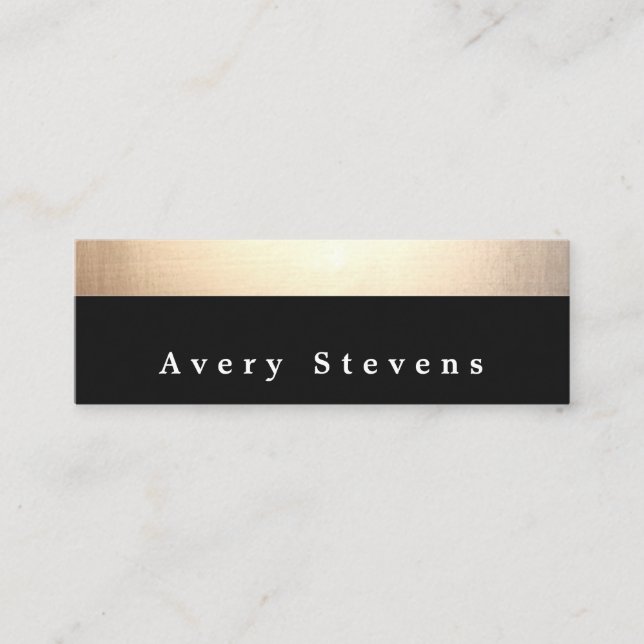 Cartão De Visita Mini Chic Modern Black e Dourado Strik (Frente)