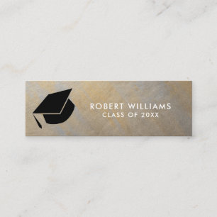 Cartão De Visita Mini Cinza Metálico Dourado Formando Graduação Boné