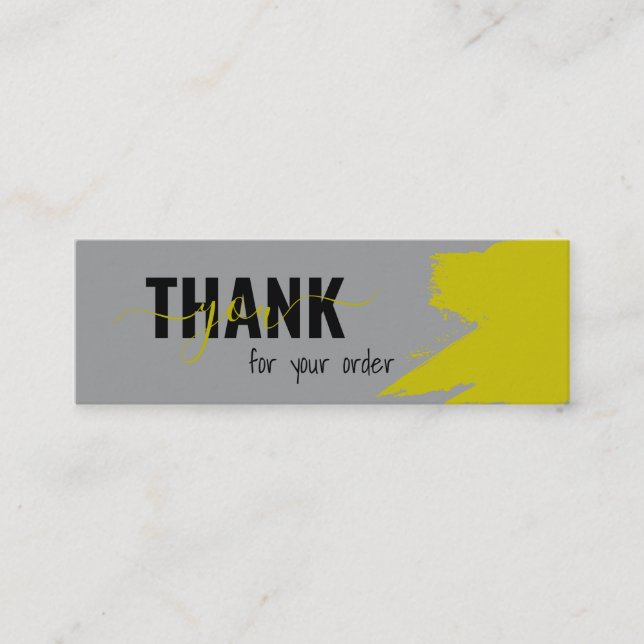 Cartão De Visita Mini Cinza Moderna Amarelo - Obrigado (Frente)