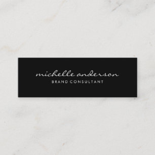 Cartão De Visita Mini Cinza Negra Minimalista com Texto Cursivo