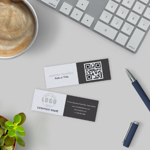 Cartão De Visita Mini Cinzas profissionais adicionam seu código QR de l