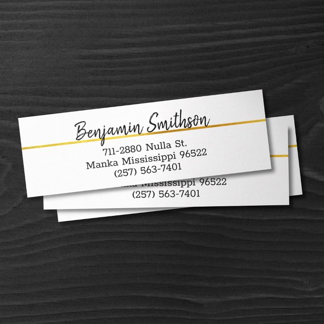 Cartão De Visita Mini Clássico Elegante Chic Modern Faux Dourado Persona (Criador carregado)