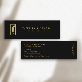 Cartão De Visita Mini Código QR de Foto de Folha Dourada e Preta elegant