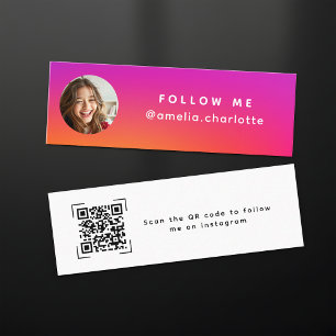 Cartão De Visita Mini Código QR de Rede Social com Gradiente Moderno