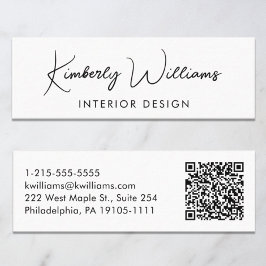 Cartão De Visita Mini Código QR de Script Moderno Profissional
