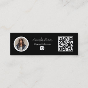 Cartão De Visita Mini Código QR do Instagram Preto Link de Influenciad