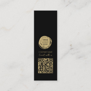 Cartão De Visita Mini Código QR Logotipo comercial Black Modern
