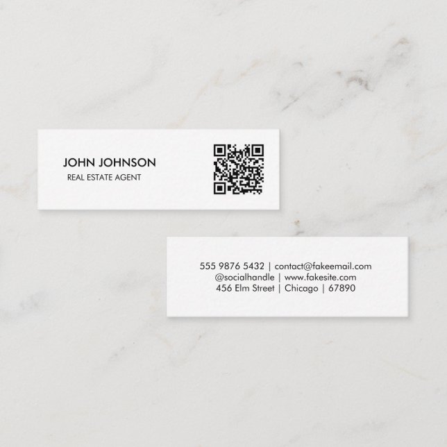 Cartão De Visita Mini Código QR Mini Empresa  (Frente/Verso)