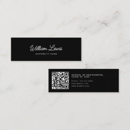 Cartão De Visita Mini Código QR Minimalista de Script de Estudante do fo