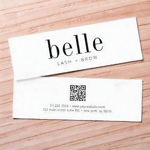 Cartão De Visita Mini Código QR Minimalista Moderno Escaneie Me Cílios e