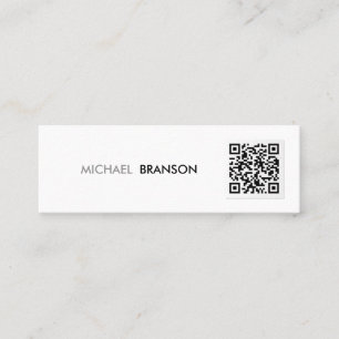 Cartão De Visita Mini CÓDIGO QR Minimalista Preto Moderno e Branco