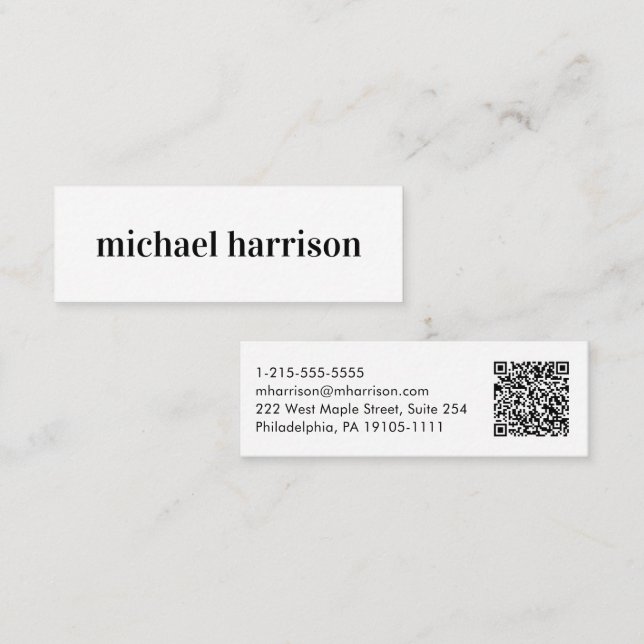Cartão De Visita Mini Código QR moderno (Frente/Verso)