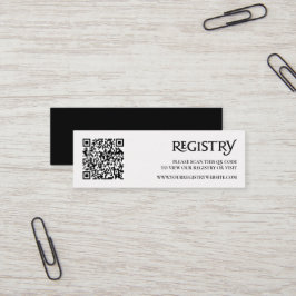 Cartão De Visita Mini Código QR Moderno Preto Chic Royal Registro Enclos