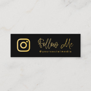 Cartão De Visita Mini Código QR Preto e Dourado para Redes Sociais