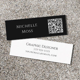 Cartão De Visita Mini Código QR Preto Minimalista Moderno