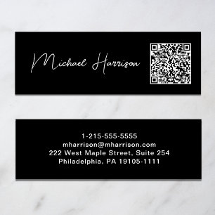 Cartão De Visita Mini Código QR Professional de Script Moderno