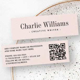 Cartão De Visita Mini Código QR profissional cor-de-rosa-claro-rosado-cl