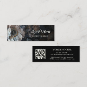 Cartão De Visita Mini Código QR   Rosa Branca Preta