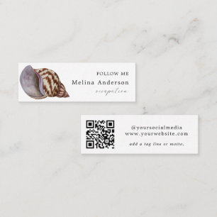 Cartão De Visita Mini Código QR Seashell Social Media Mini Cartão de vis