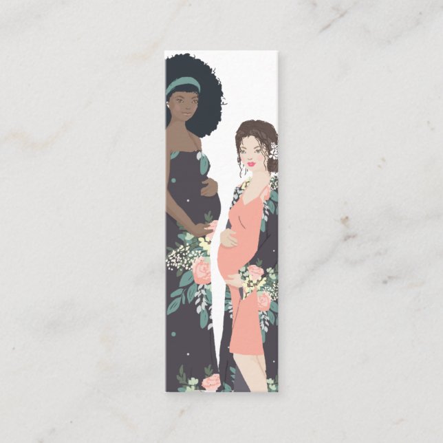 Cartão De Visita Mini Colorido ilustrado + parteira floral (Frente)