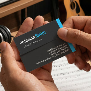 Cartão De Visita Mini Compositor de música - Mini Azul Aqua Pessoal
