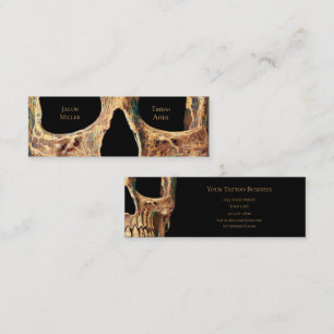 Cartão De Visita Mini Compro de Tatuagem Verde Marrom - Face do crânio h