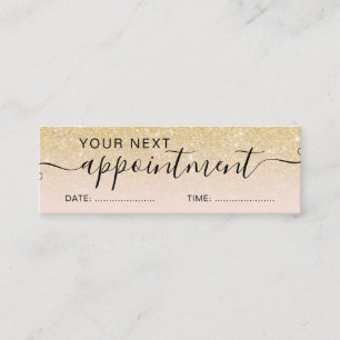 Cartão De Visita Mini Compromisso moderno de blush de brilho de ouro