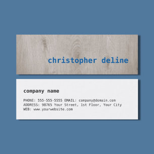 Cartão De Visita Mini Consultante azul de madeira legal moderno