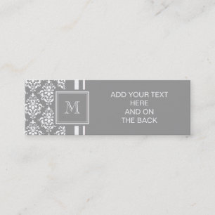 Cartão De Visita Mini Cor damasco cinzenta 1 com monograma