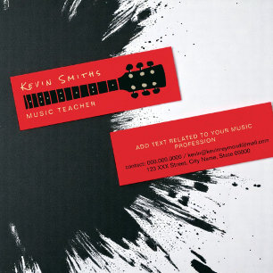 Cartão De Visita Mini Cor Vermelha do Professor de Música legal e modern