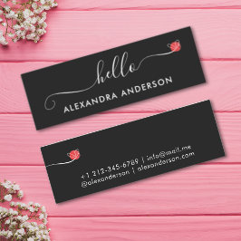 Cartão De Visita Mini Coração de Olá com Script Moderno Mínimo