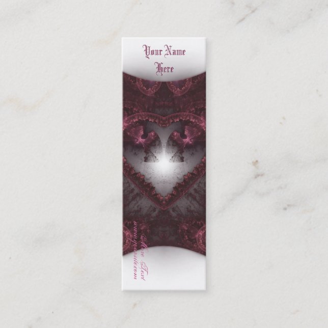 Cartão De Visita Mini Coração Gótico Roxo 001 (Frente)