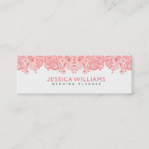 Cartão De Visita Mini Coral red Floral Paisley Lace