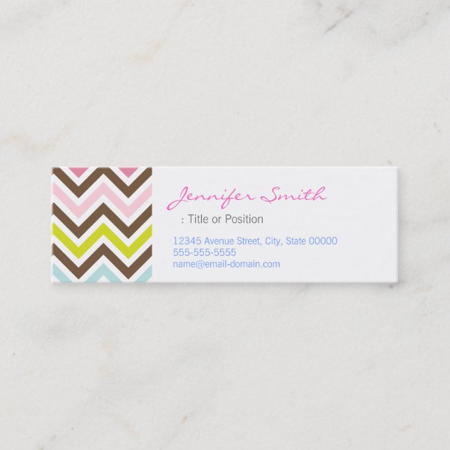 Cartão De Visita Mini Cores Asteca - Padrão Chic Chevron Zigzag (Frente)
