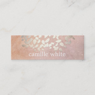 Cartão De Visita Mini Cosmetologia Elegante Folha de Ouro Faux Deixa Pês