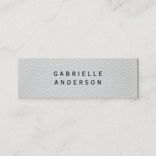 Cartão De Visita Mini Couro Branco Elegante Profissional