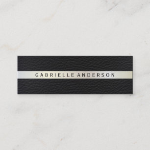 Cartão De Visita Mini Couro Elegante com Trim Metálico Luxo