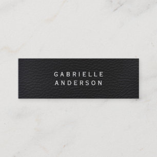 Cartão De Visita Mini Couro preto elegante profissional