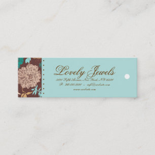 Cartão De Visita Mini Creme floral de Brown azul de roupa de forma do