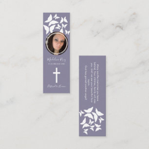 Cartão De Visita Mini Cruz Funerária Memorial Foto Borboletas Marcador d