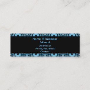 Cartão De Visita Mini Damasco azul e preto elegante