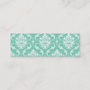 Cartão De Visita Mini Damasco clássico verde e branco do Lucite