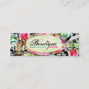 Cartão De Visita Mini Damasco gasto do preto do encanto do vintage do GC