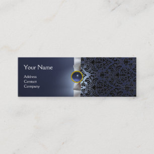 Cartão De Visita Mini DAMASK MONOGRAM gem-bbon branco roxo