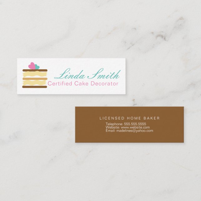 Cartão De Visita Mini Decorador de Bolo de Padaria Baker Cake (Frente/Verso)